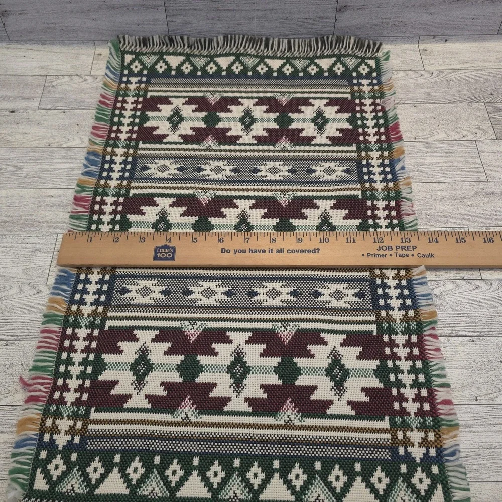 Set of 4 Southwestern Woven Placemats 21x13 Rustic Boho Farmhouse Fringe‎ Cotton